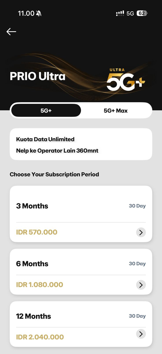 Pilih kontrak/masa berlaku paket